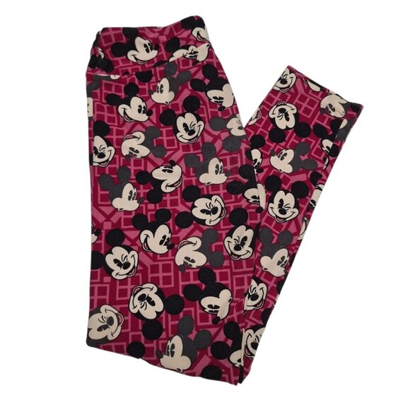 Lularoe Disney Leggings Mickey Mouse Pink One Size Standard Womens Soft Pink - Picture 1 of 5